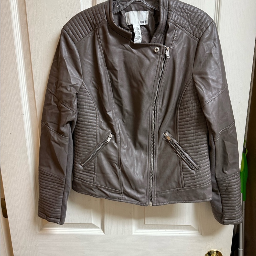 Bar III Women's Taupe Leather Jacket